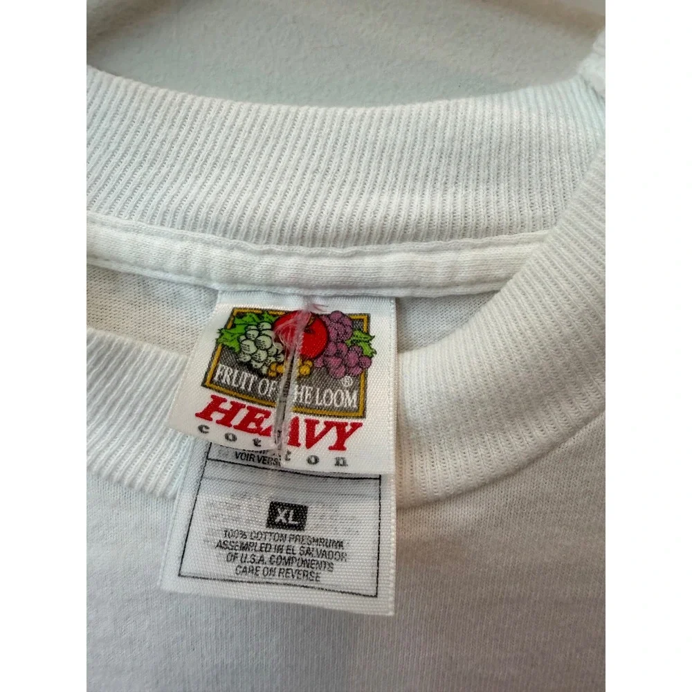 Vintage Fruit of the Loom Hot Shots Slam Dunkin Basketball Graphic Tee White XL